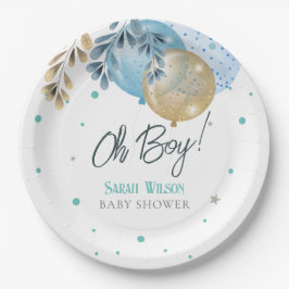 Oh Baby Blue Balloons Boy Baby Dusche Pappteller