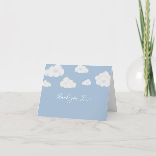 Oh Baby Blue Cloud Baby shower Carte de remercieme (Devant)