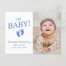 Oh Baby Blue Custom Photo Boy Faire-part de naissa