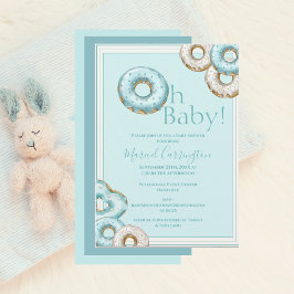 Oh Baby Blue Donuts Watercolor Baby Dusche Einladung
