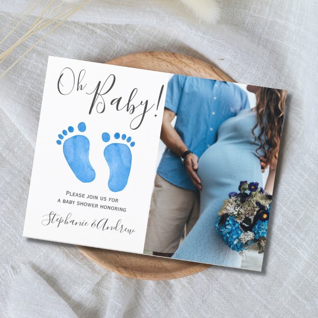 Oh Baby Blue Feet Foto Babydusche Einladung (Von Creator hochgeladen)