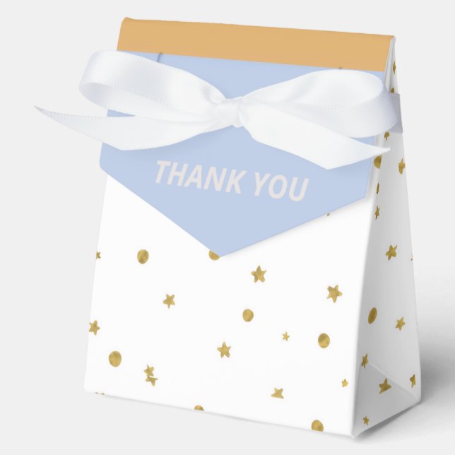 Oh Baby Blue Gold Ginkgo Leaf Baby Dusche Geschenkschachtel (Vorderseite)