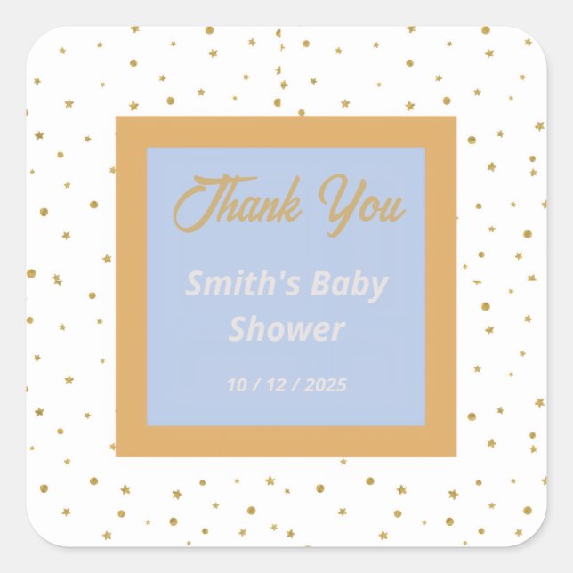 Oh Baby Blue Gold Ginkgo Leaf Danke Stickers (Vorderseite)