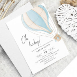 Oh baby Blue Hot Air Ballon Babydusche Einladung