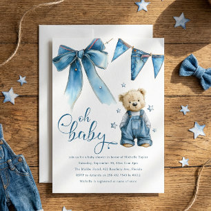 Oh Baby   Blue Jean Baby Denim Baby Shower Einladung