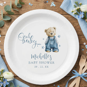 Oh Baby Blue Jean Baby Denim Baby Shower Pappteller