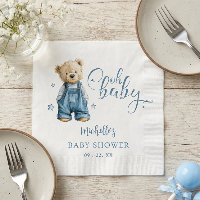 Oh Baby Blue Jean Baby Denim Baby Shower Serviette (Von Creator hochgeladen)