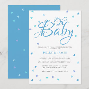 Oh Baby Blue Liebe Hearts Couples Baby Dusche Einladung