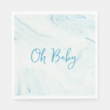Oh Baby Blue Marble Boy Baby Shower Paper Napkin