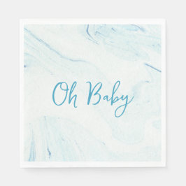 Oh Baby Blue Marble Boy Baby Shower Paper Napkin Serviette