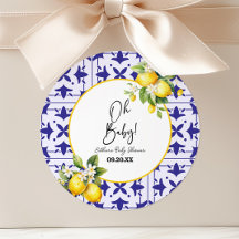Oh, Baby! Blue Mediterranean Tile Lemon Babydusche