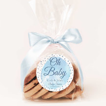 Oh Baby Blue Moon & Stars Babyduschenaufkleber