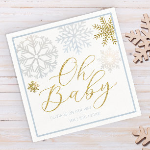 Oh Baby Blue Snowflake Dusche Napkins Serviette