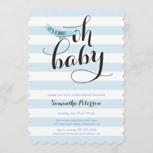Oh Baby Blue Stripes Baby Dusche einladen Einladung