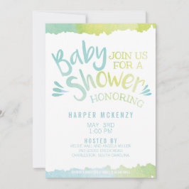 Oh Baby Blue Watercolor Baby Dusche Einladung