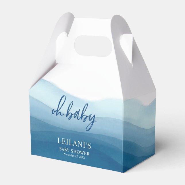 Oh Baby Blue Watercolor Ombre Geschenkschachtel (Vorderseite)