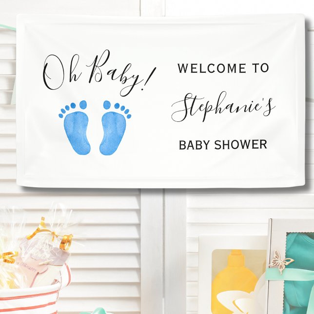 Oh Baby Blue Welcome Baby Dusche Banner (Von Creator hochgeladen)