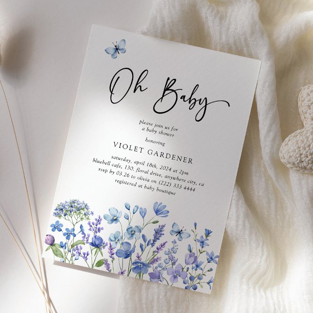 Oh Baby Blue Wildblume Baby Dusche Einladung (Von Creator hochgeladen)