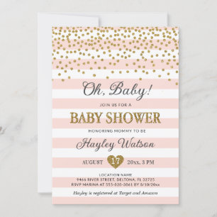 Oh Baby Blush Pink Gold Confettti Baby Girl Dusche Einladung