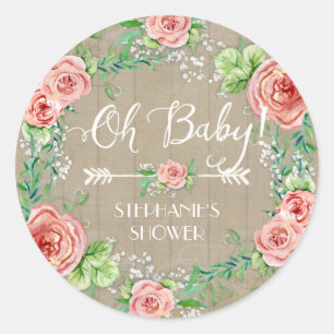 Oh Baby BOHO Bohemisch Floral Babys Atmen Rustikal Runder Aufkleber