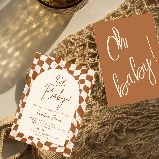 Oh, Baby! Boho Checkered | Gingham | Babydusche I Einladung (Von Creator hochgeladen)
