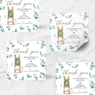 Oh Baby Boho Eucalyptus Baby Dusche Quadratischer Aufkleber