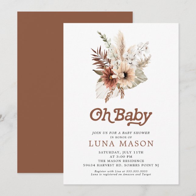 Oh Baby Boho Gender Neutral Baby Shower Einladung (Vorne/Hinten)