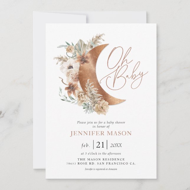Oh Baby Boho Gender Neutral Baby Shower Einladung (Vorderseite)