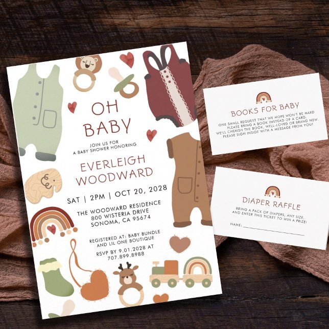 Oh Baby Boho Kleidung Toys Boy Baby Dusche Einladung (Von Creator hochgeladen)