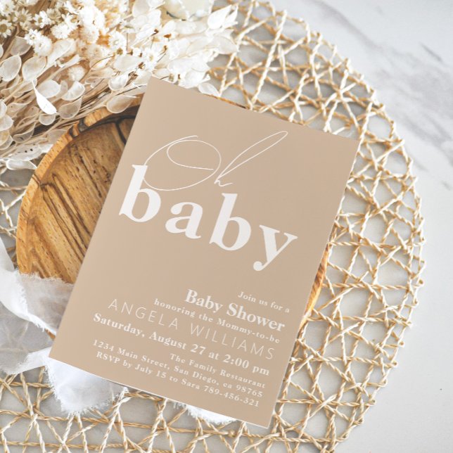 Oh Baby Boho Moderne einfache Babydusche Einladung (Von Creator hochgeladen)