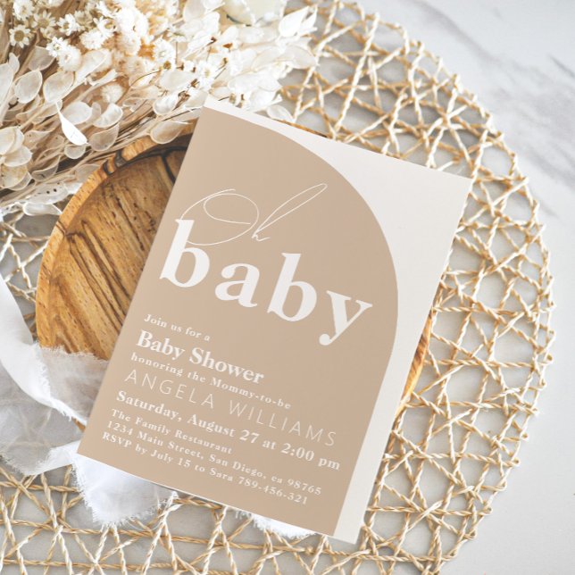 Oh Baby Boho Moderne einfache Babydusche Einladung (Von Creator hochgeladen)