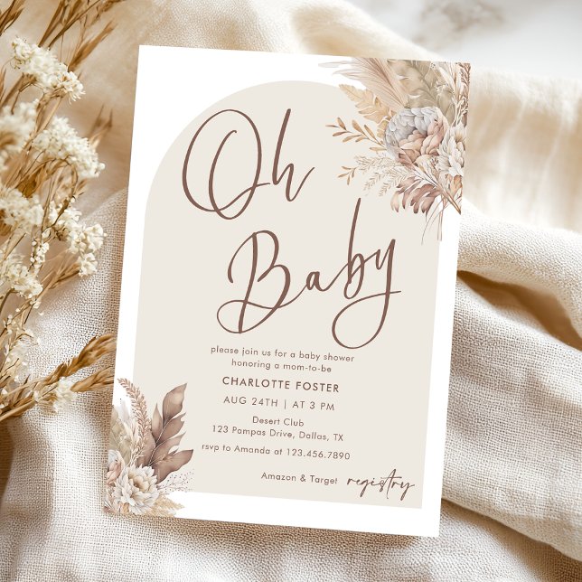 Oh Baby Boho Pampas Grass Neutral Baby Dusche Einladung (Von Creator hochgeladen)