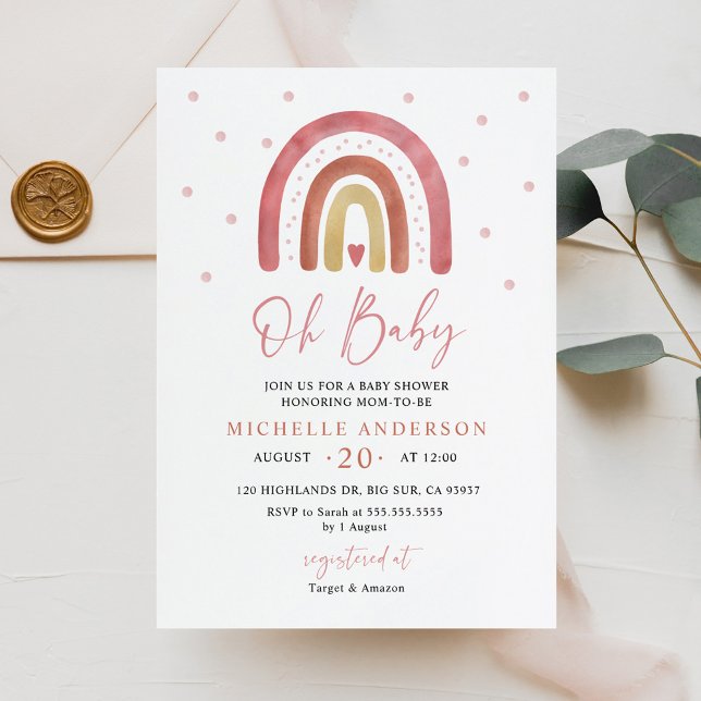 Oh Baby Boho Rainbow Baby Shower Einladung (Von Creator hochgeladen)
