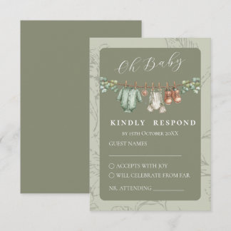 Oh Baby Botanical Salbei Baby Shower RSVP Karte
