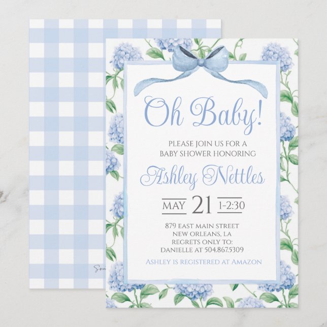 Oh, Baby! Boy Baby Shower Einladung (Vorne/Hinten)