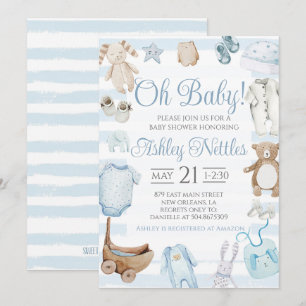 Oh, Baby! Boy Baby Shower Einladung