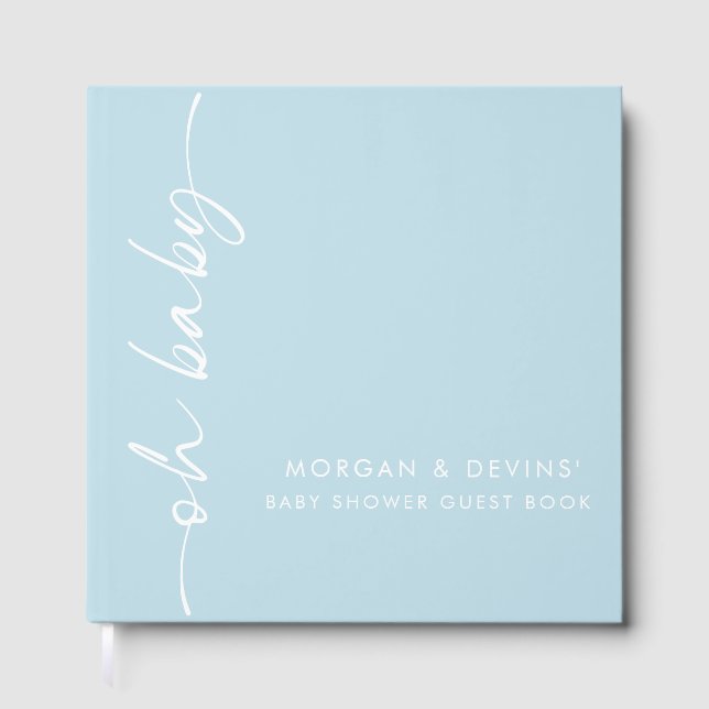 Oh Baby Boy Blue Baby Shower Guest Book Gästebuch (Vorderseite)