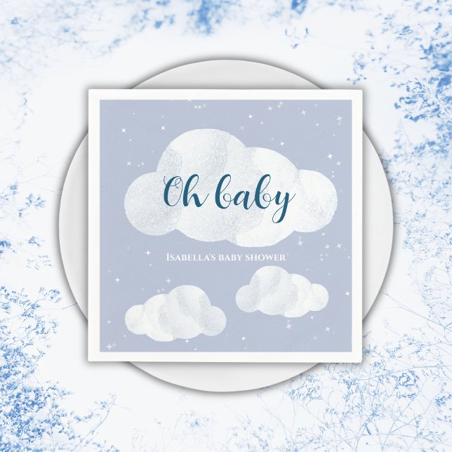 Oh Baby Boy Blue Clouds Sky Stars Baby Dusche Serviette (oh baby clouds baby boy shower napkins sky blue stars)