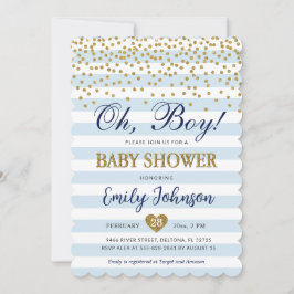 Oh Baby Boy Blue Gold Baby Dusche Einladung