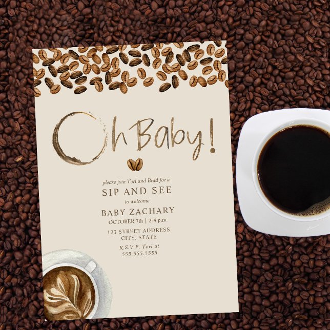 Oh Baby Boy Café Sip Et Voir Invitation (Créateur téléchargé)