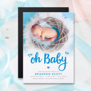 Oh Baby Boy Faire-part de naissance Photo Carte ma