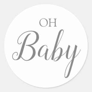 Oh Baby Boy Gender Reveal Blue Script Runder Aufkleber