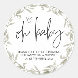 Oh Baby Boy Girl Niedlich Baby Dusche Gastgeschenk Runder Aufkleber