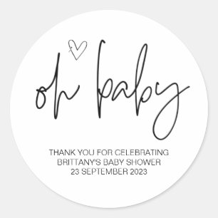 Oh Baby Boy Girl Niedlich Baby Dusche Gastgeschenk Runder Aufkleber