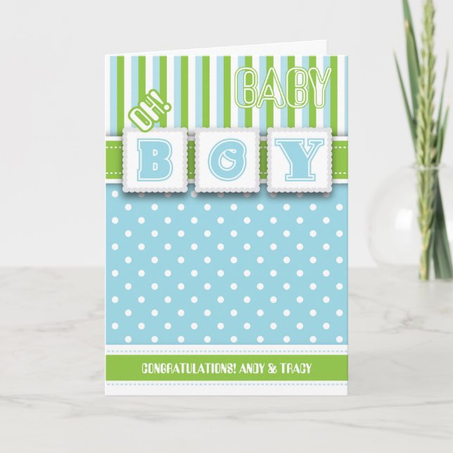 Oh! Baby Boy Gratulation Grußkarte Karte (Vorderseite)
