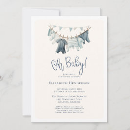 Oh Baby Boy Kleidung auf Clothesline Baby Dusche Einladung