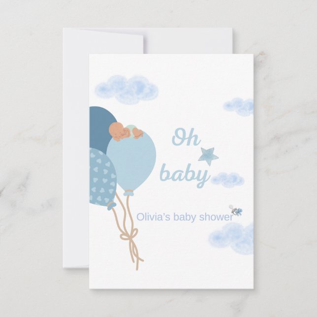Oh Baby Boy Shower Einladung | Baby (Vorderseite)