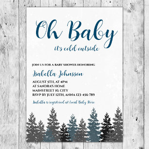 Oh Baby Boy Winter Woodland Babydusche Einladung