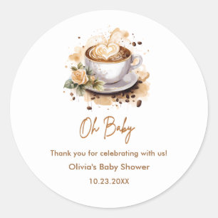 Oh Baby Brown Coffee Baby Dusche Danke Runder Aufkleber