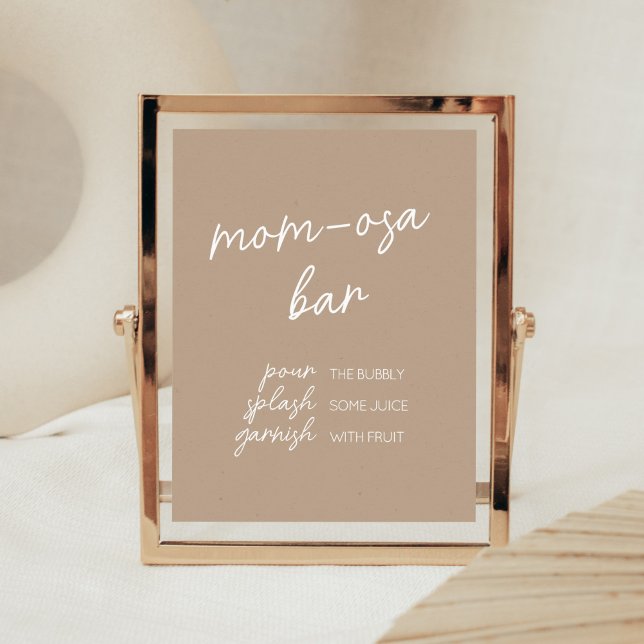 Oh Baby Brown Minimalistische Mama Osa Bar Poster (Brown Minimalist Heart Baby Shower Mom Osa Bar Sign)